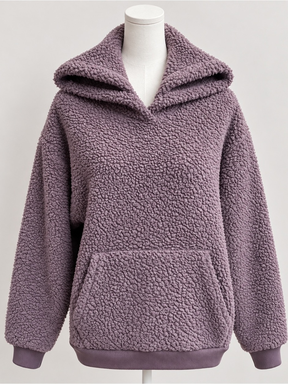American Eagle Purple Sherpa Teddy Fleece Hoodie XS Oversized Cozy